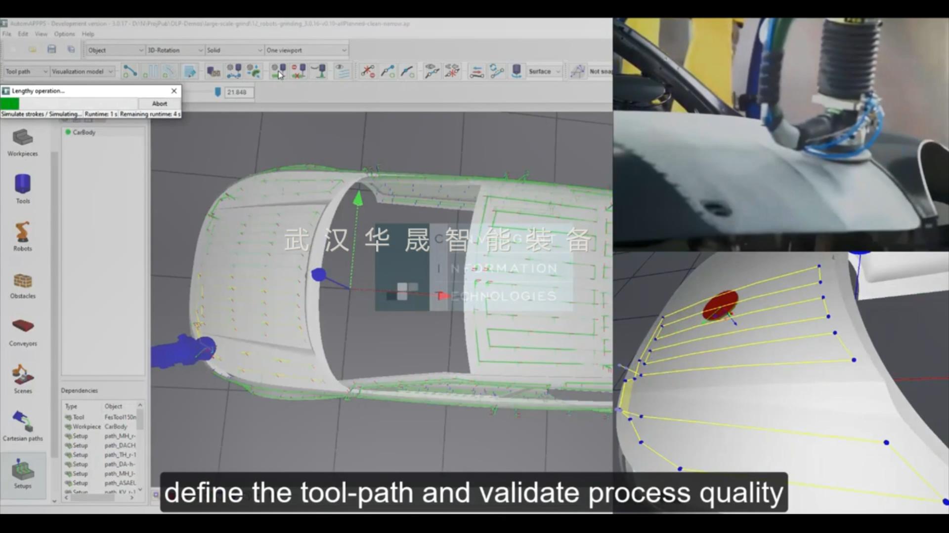 使用AUTOMPPPS進(jìn)行12臺(tái)機(jī)器人打磨汽車(chē)的離線(xiàn)仿真編程